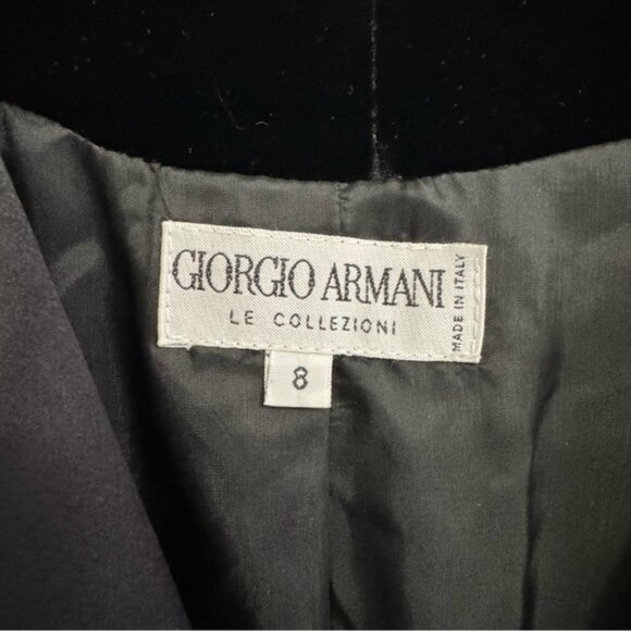 Vintage Giorgio Armani Black Velvet Snap Button Coat - Picture 2 of 8
